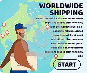 Worldwide Shipping Webpage with Promotion Text