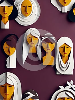 Worldwide Sisterhood: Symbolic Faces for Women\'s Day Tribute