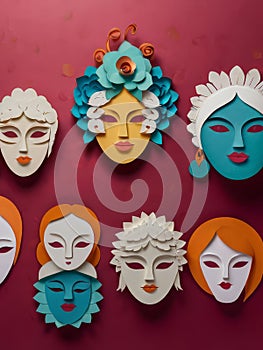 Worldwide Sisterhood: Symbolic Faces for Women\'s Day Tribute