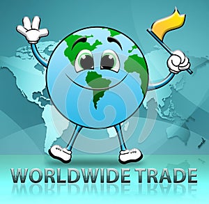 Worldwide Trade Indicates Import E-Commerce 3d Illustration