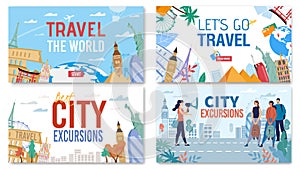 Worldwide Travel and City Excursion Advert Set