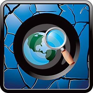 Worldwide web search with a blue cracked web icon