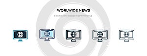 Worlwide news icon in different style vector illustration. two colored and black worlwide news vector icons designed in filled, photo