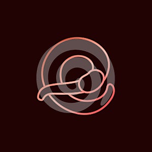 Worm or Earthworm thin line vector concept round colorful icon or sign
