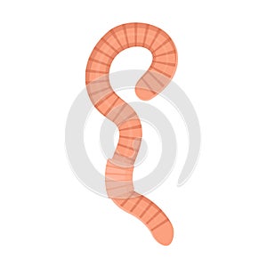 Worm icon, long creeping pink earthworm insect