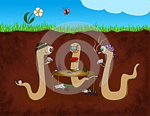 Worm poker cartoon