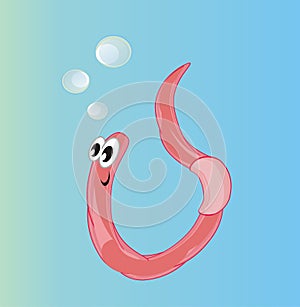 Worm swimming with bubbles