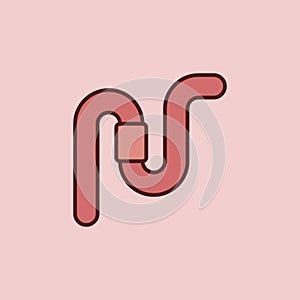 Worm vector concept red icon - Earthworm modern sign