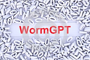 WormGPT concept scattered binary code 3D