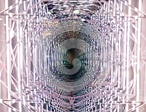 Wormhole like background or illusion.