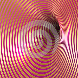 Wormhole Optical Illusion, Geometric fashion pink purple and golden luxury Abstract Hypnotic Worm Hole Tunnel, Abstract Twisted