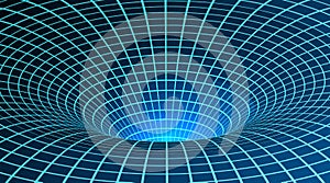 Wormhole. Singularity and event horizon. Digital visualisation of Black Hole. Vector illustration