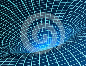 Wormhole. Singularity and event horizon - warp space and time. Digital visualisation of Black Hole. Vector illustration photo