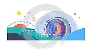 Wormhole Space Travel Interdimensional Portal Sci-Fi Vector, vector design Generative AI