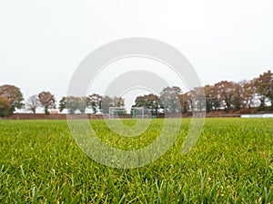 Worms eye view of Rural soccer pitch in Germany