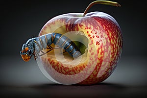 wormy red apple Generative AI