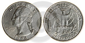 Worn American Quarter from 1996