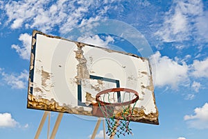 Worn basketball board