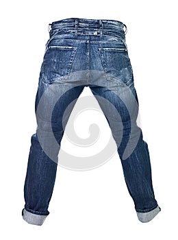 Worn blue jeans isolated