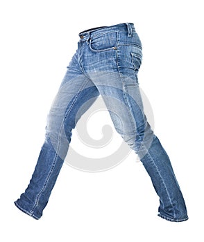 Worn blue jeans isolated