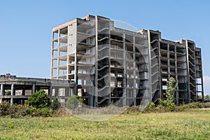 Worn concrete abandoned building structure