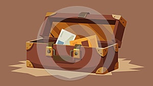 A worn leather suitcase its hinges creaking as its od to reveal a treasure trove of forgotten memories.. Vector