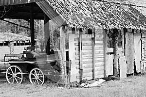Worn old wooden horse cart