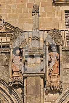 Worn ornate alcoves with saints, detail of Braga cathedral