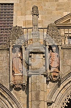 Worn ornate alcoves with saints, detail of Braga cathedral