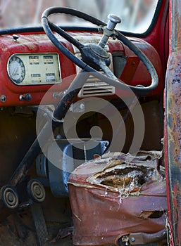worn out truck interior