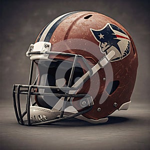 Worn retro-style New England Patriots football helmet photo