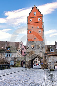 Wornitz Gate at Dinkelsbuhl historic town in Central Franconia Bavaria Germany