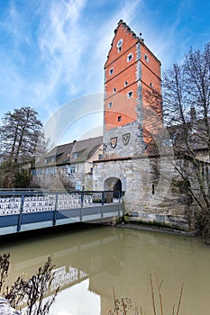 Wornitz Gate at Dinkelsbuhl historic town in Central Franconia Bavaria Germany