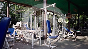 A wornout street gym in Thailand