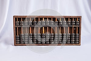 a wornout vintage Abacus on isolated background