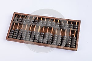 a wornout vintage Abacus on isolated background photo