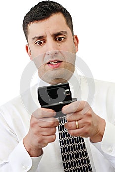 Worried Businessman On Cellphone