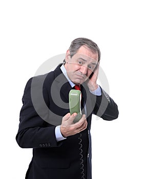 Worried businessman on the phone