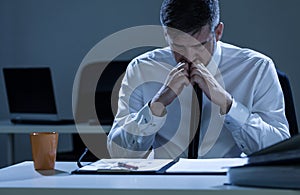 Worried businessman praparing for presentation photo