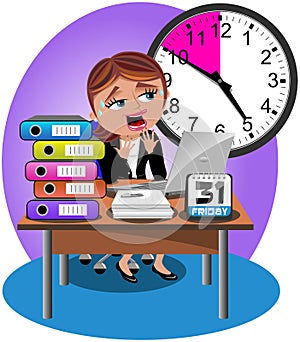 Worried Businesswoman Deadline Office