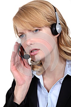 Worried call-center worker