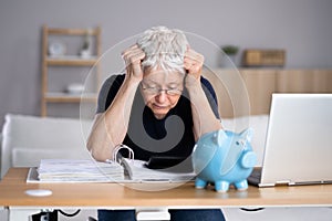 Worried Elderly Stressed By Debt