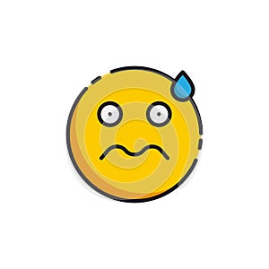 Worried Face emoticon vector icon symbol isolated on white background