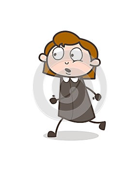 Worried Girl Walking Alone Vector