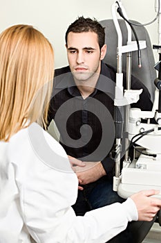 Worried male patient listening diagnose