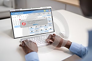 Worried Man At Computer With System Failure Screen