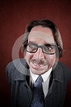 Worried Man with Glasses making a Funny Face