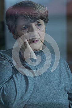 Worried resident of nursing home photo