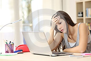 Worried and sad student online
