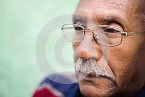 Worried senior african american man